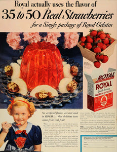 1936 Ad Royal Gelatin Strawberry Dessert Fruit Jell-O Fruit Flavored Jelly PR2