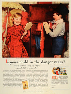 1935 Ad Cream of Wheat Cereal Breakfast Children Costume Red Dress Beaver PR2
