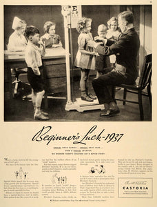 1937 Ad Fletcher's Castoria Castor Oil Children Laxative Drug Remedy Doctor PR2