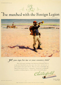 1931 Ad Liggett Myers Tobacco Chesterfield Cigarettes Foreign Legion Trumpet PR2