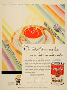 1931 Ad Campbell's Condensed Tomato Soup Varieties Souper Dish Meal Canned PR2