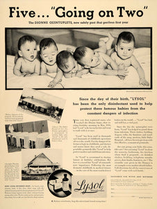 1935 Ad Lysol Disinfectant Soap Dionne Quintuplets Dafoe Hospital Building PR2