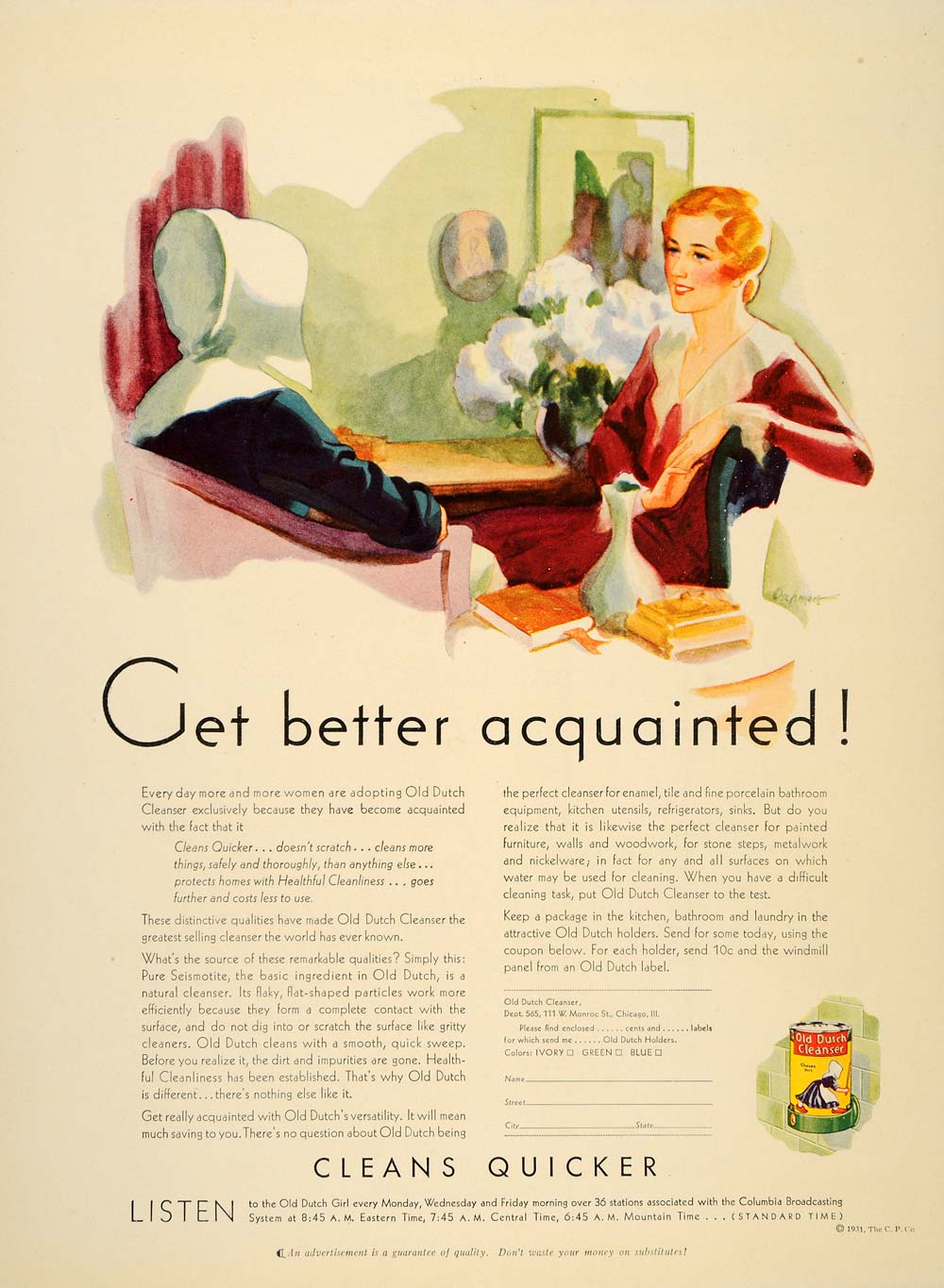 1931 Ad Old Dutch Cleanser Floor Enamel Tile Oshman Cleaning Products PR2