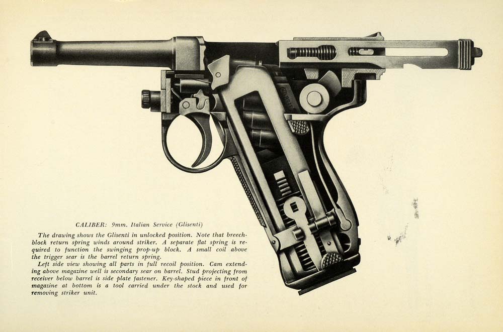 1948 Print Army 1910 Italian Service 9 mm Glisenti Automatic Pistol Handgun PR3