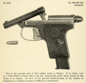 1948 Print .25 ACP Le Francais Automatic Staff Officer Army Military Pistol PR3
