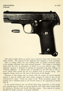 1948 Print .32 ACP Automatic Colt Pistol Cartridge Alkatasuna Handgun Bullet PR3