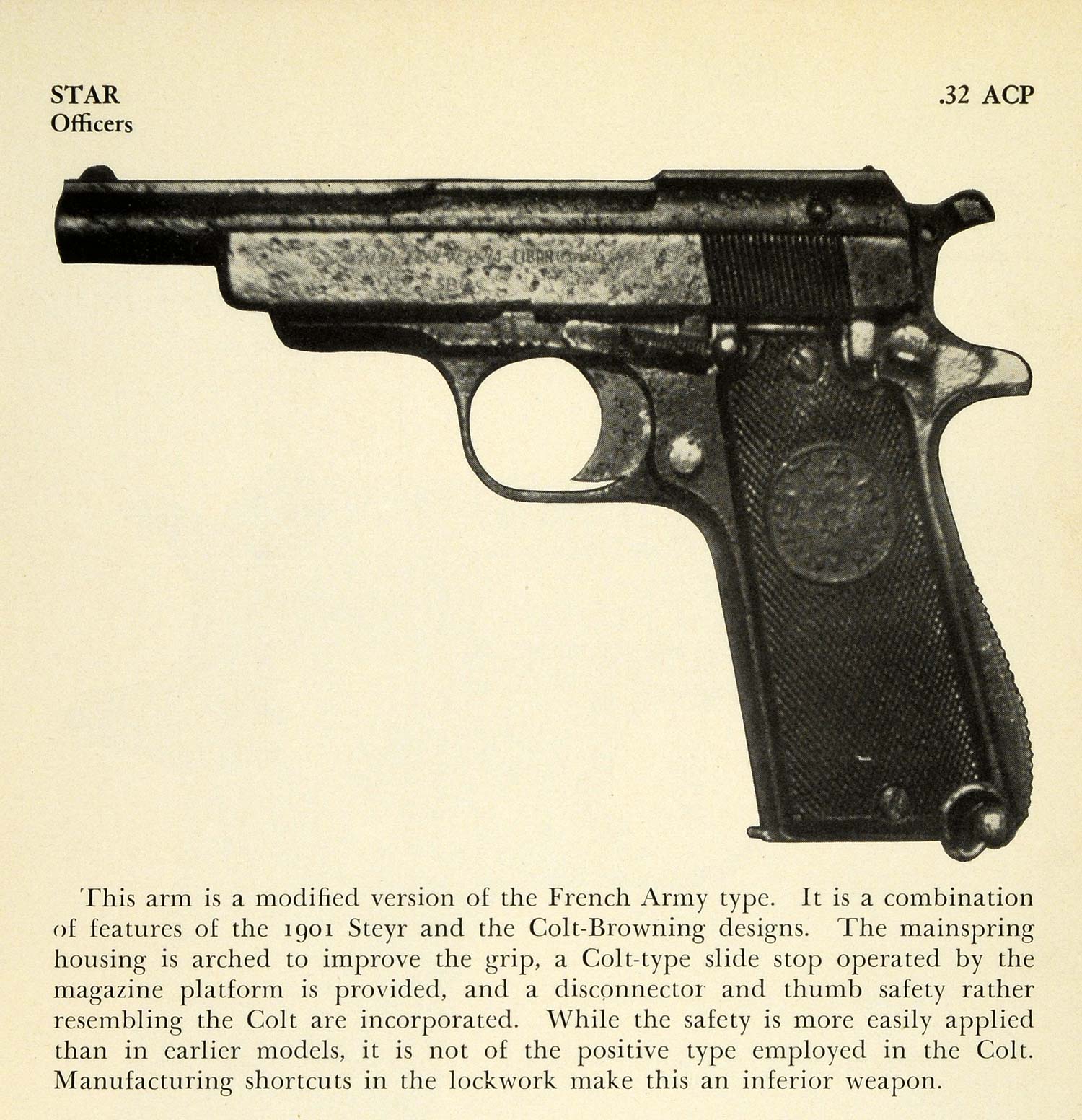 1948 Print .32 ACP Star Officers Handgun Automatic Colt Pistol Cartridge PR3