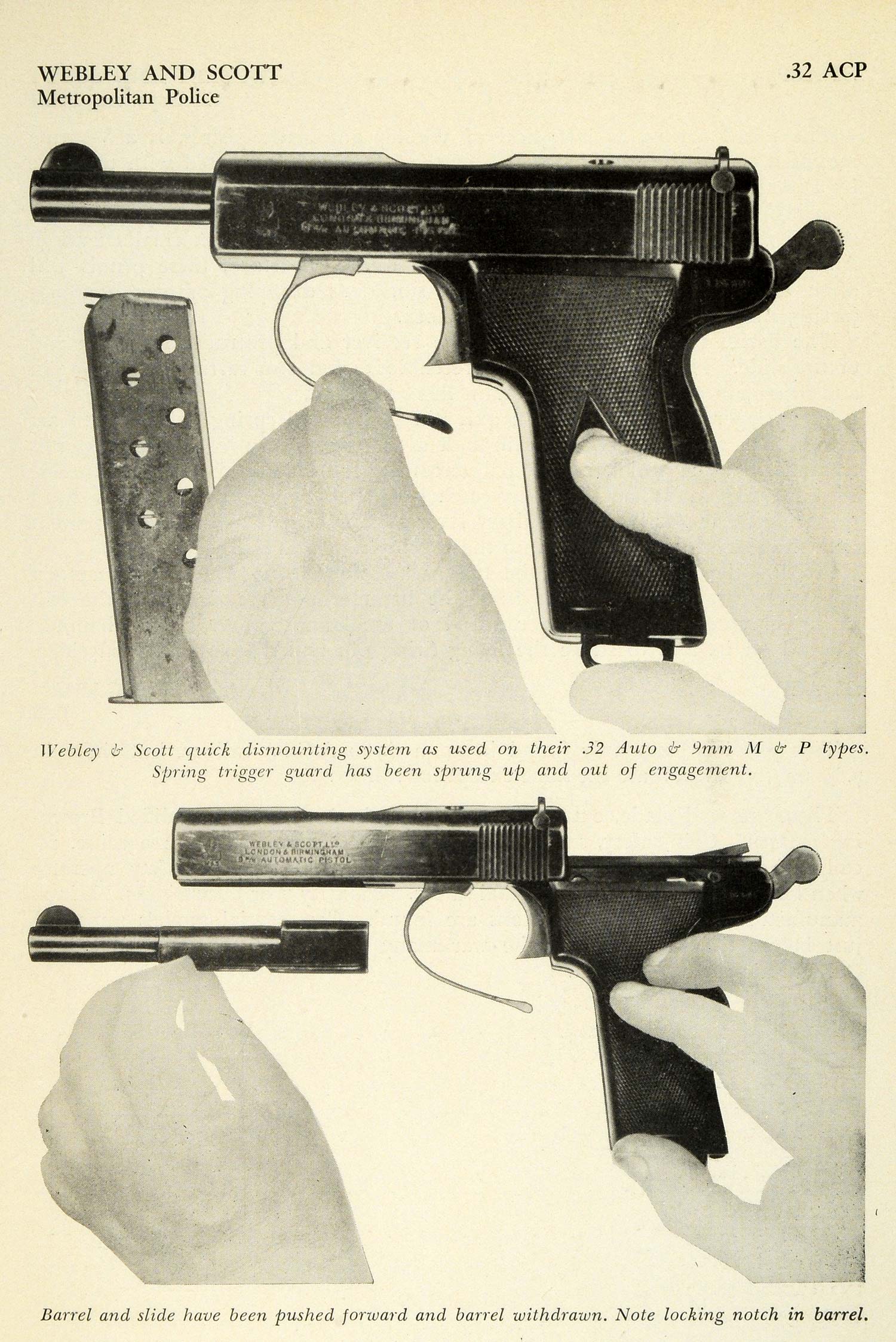 1948 Print .32 ACP 9 mm Webley Scott Metropolitan Police Automatic Pistol PR3