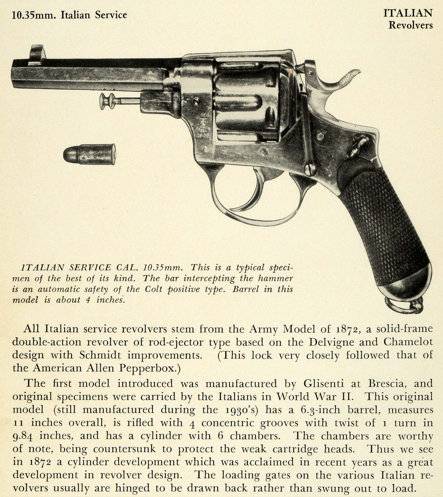 1948 Print 1872 10.35 mm Italian Service Revolver Army Model Double Action PR3