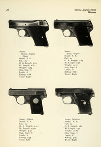 1948 Print 25 Caliber Menta Menz August Mikkros Minerve V. P. Model Pistols PR3