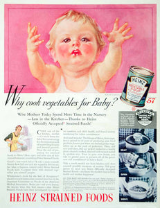 1936 Ad Vintage Heinz Strained Food Baby Infant Diet Nutrition Canned Product