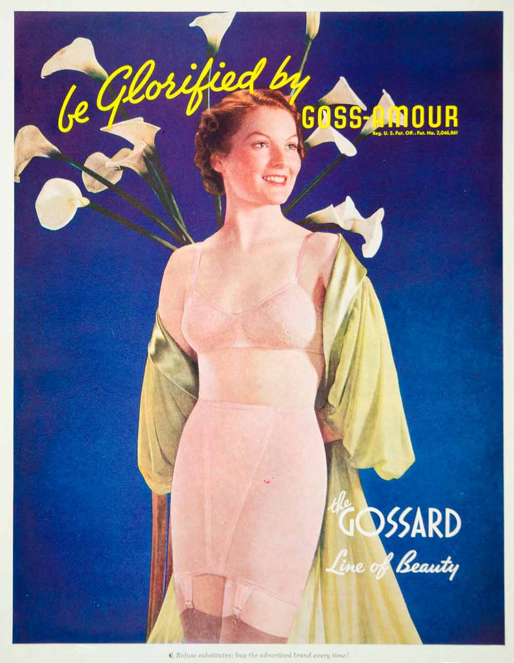 1937 Ad Vintage Gossard Lingerie Bra Girdle Corset Goss-Amour