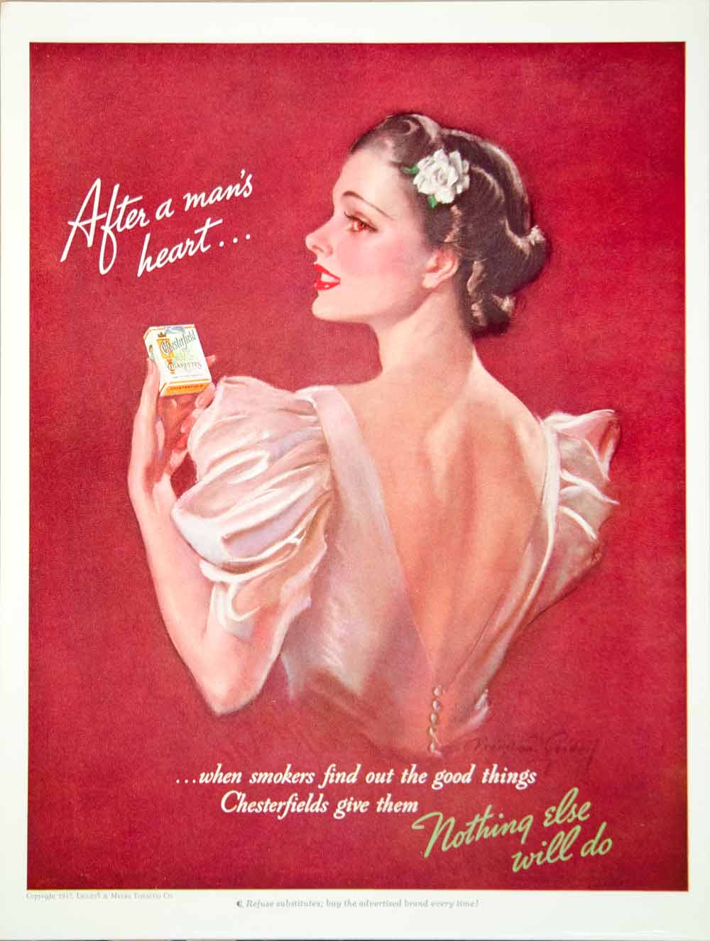 chesterfield cigarette pack 1937 Ad Vintage Chesterfield Cigarettes Pack Woman Smoker Women Smoking Tobacco chesterfield cigarette pack 1937 Ad Vintage Chesterfield Cigarettes Pack Woman Smoker Women Smoking Tobacco