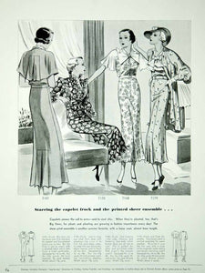 1934 Article Vintage 30's Fashion Women Summer Dresses Clothing Frock   Period Paper Historic Art LLC