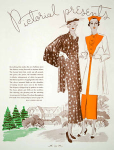1935 Article Vintage 30s Fashion Women Dresses Evening Gowns Illustrat   Period Paper Historic Art LLC