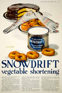 1919 Ad Vintage Snowdrift Pure Vegetable Shortening Cooking Baking Linn Ball Art