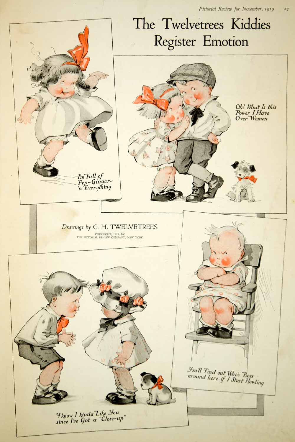 1919 Color Print Charles Twelvetrees Kiddies Drawings Children Baby Cartoon Art