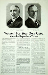 1920 Ad Presidential Election Republican Harding 19th Amendment Women Voters