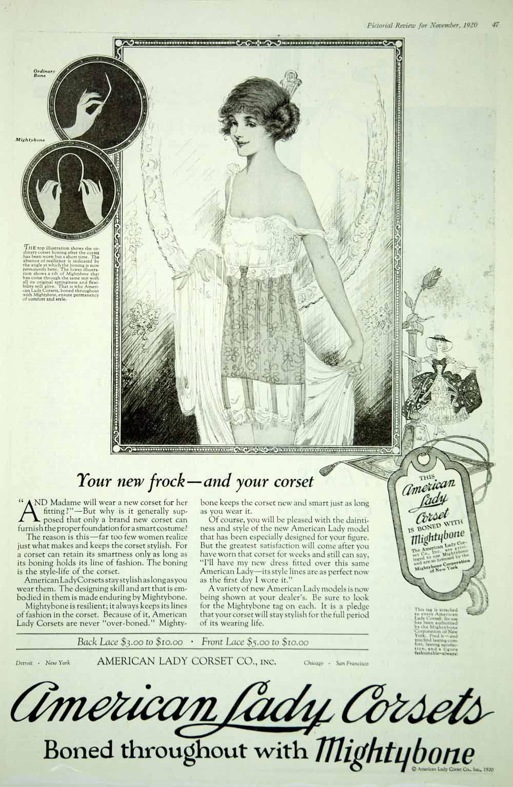 1920 Ad Vintage Twenties Fashion American Lady Corset Girdle