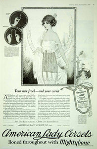1920 Ad Vintage Twenties Fashion American Lady Corset Girdle Lingerie Underwear