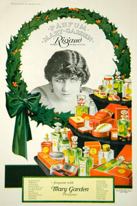 1920 Ad Parfum Mary Garden French Perfume Rigaud Paris Christmas Holly Wreath