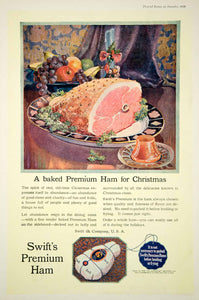1920 Ad Vintage Swift's Premium Ham Christmas Dinner Meat Dish Pork Holiday Food