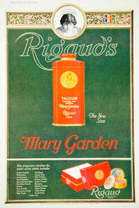 1921 Ad Vintage Mary Garden Talcum Powder Parfum French Perfume Rigaud Cosmetics