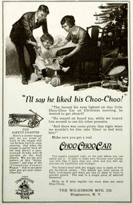 1920 Ad Vintage Choo-Choo Car Riding Toy Kids Children Christmas Wilkinson MFG