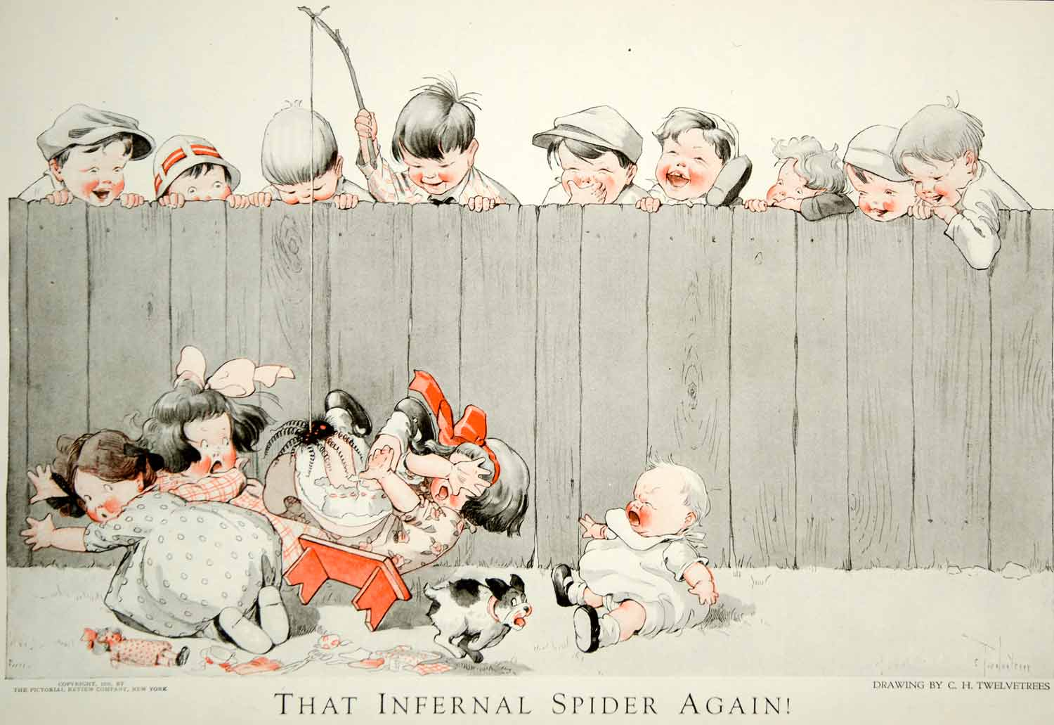 1920 Color Print Charles Twelvetrees Kids Playing Spider Baby Crying Children