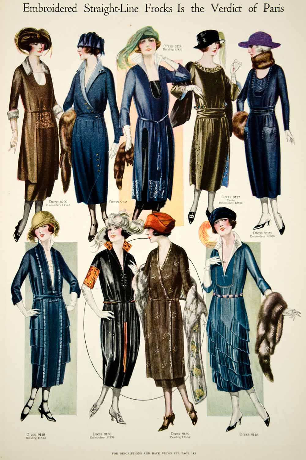 Fashion History 1920's Women's Clothing 1920 Color Print