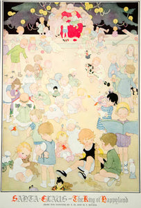 1920 Color Print Santa Claus Christmas Children Babies Marjorie Torre Bevans Art
