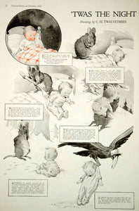1920 Print Charles Twelvetrees Art Night Before Christmas Santa Claus Baby Mouse