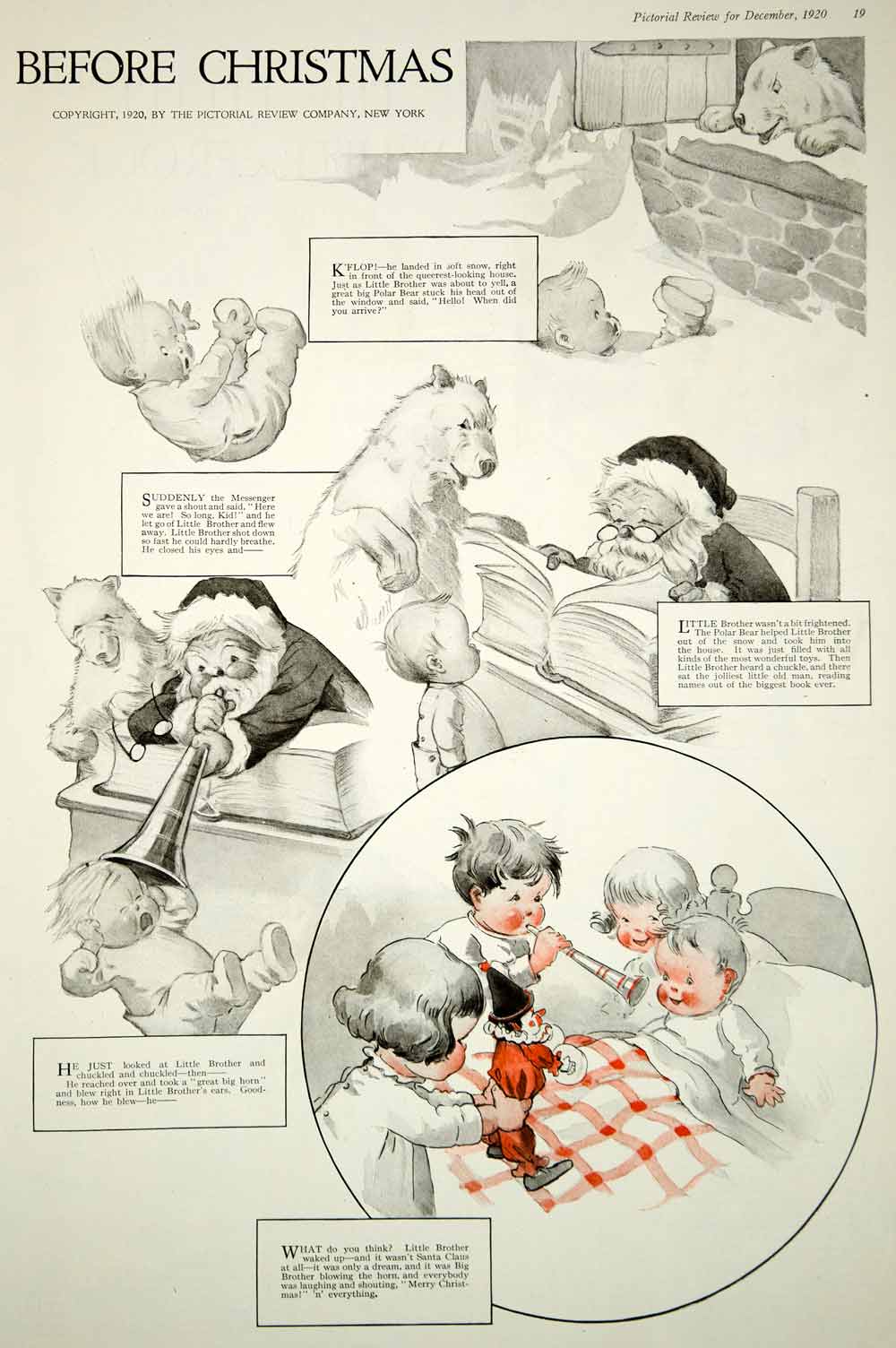 1920 Print Charles Twelvetrees Art Night Before Christmas Santa Claus Baby Mouse