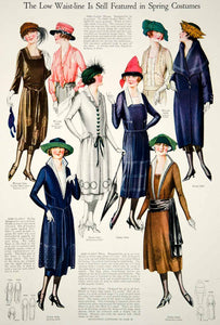1921 Print Flapper Era Fashion Illustrations Women Spring Dresses Turban Hats - Period Paper
 - 1