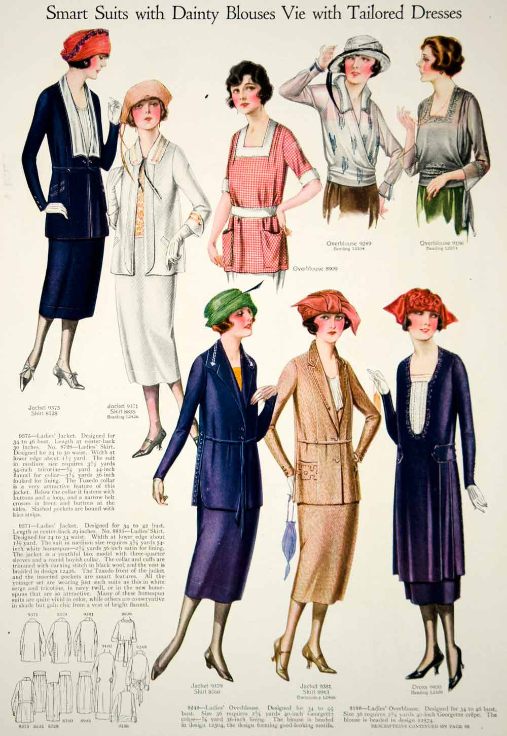 1921 Print Flapper Era Fashion Illustrations Women Spring Dresses Turban Hats - Period Paper
 - 2
