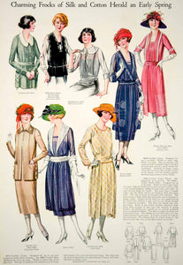 1921 Print Flapper Era Fashion Illustrations Women Spring Dresses Turban Hats - Period Paper
 - 3