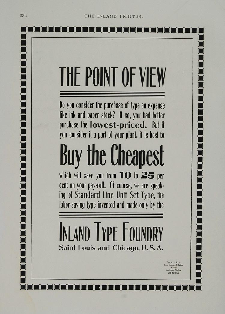 1901 Ad Inland Type Foundry Printing St. Louis Chicago - ORIGINAL ADVERTISING