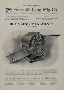 1904 Ad Fuchs & Lang Bronzing Machine Century Model - ORIGINAL ADVERTISING