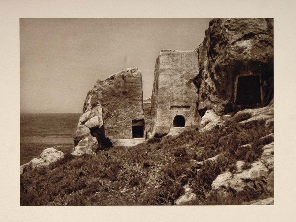 1926 Phoenician Rock Tombs Phoenicia Lebanon Grober - ORIGINAL PHOTOGRAVURE PS1