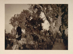 1926 Monastery Garden Monk Mount Carmel Israel Grober - ORIGINAL PS1