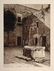 1926 Well Church of the Annunciation Nazareth Israel - ORIGINAL PHOTOGRAVURE PS1