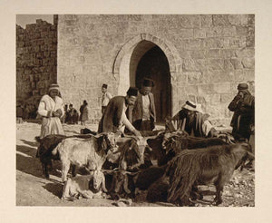 1926 People Sheep Market Herod's Gate Jerusalem Israel - ORIGINAL PS1