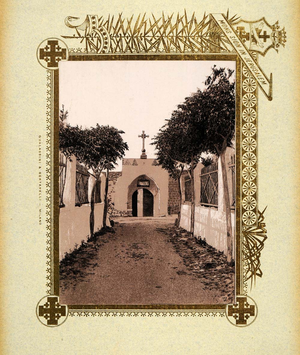 1893 Etching Ramleh Arimathea Monastery St. Nicodemus - ORIGINAL PS3