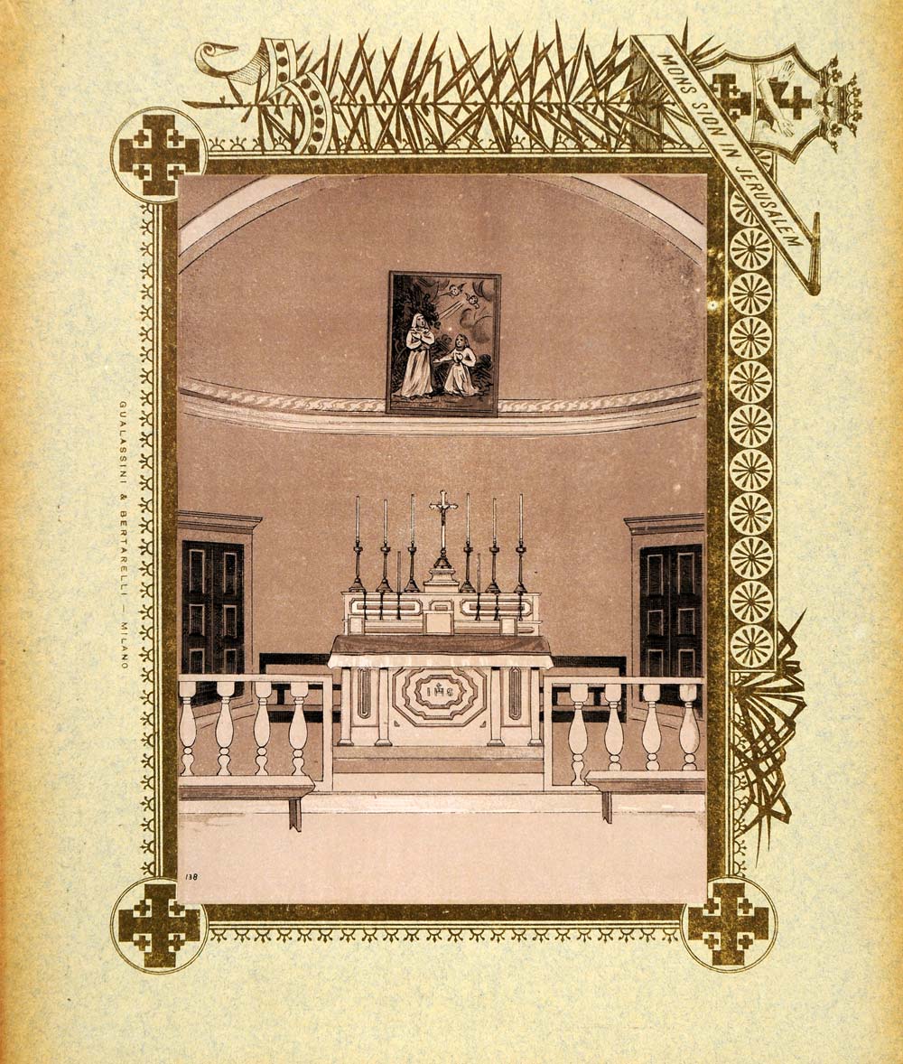 1893 Etching Nein Naim Israel Galilee Church Interior - ORIGINAL PS3