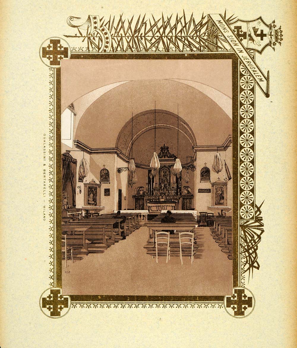 1893 Etching Alexandria Ramleh Church Nativity Interior - ORIGINAL PS4
