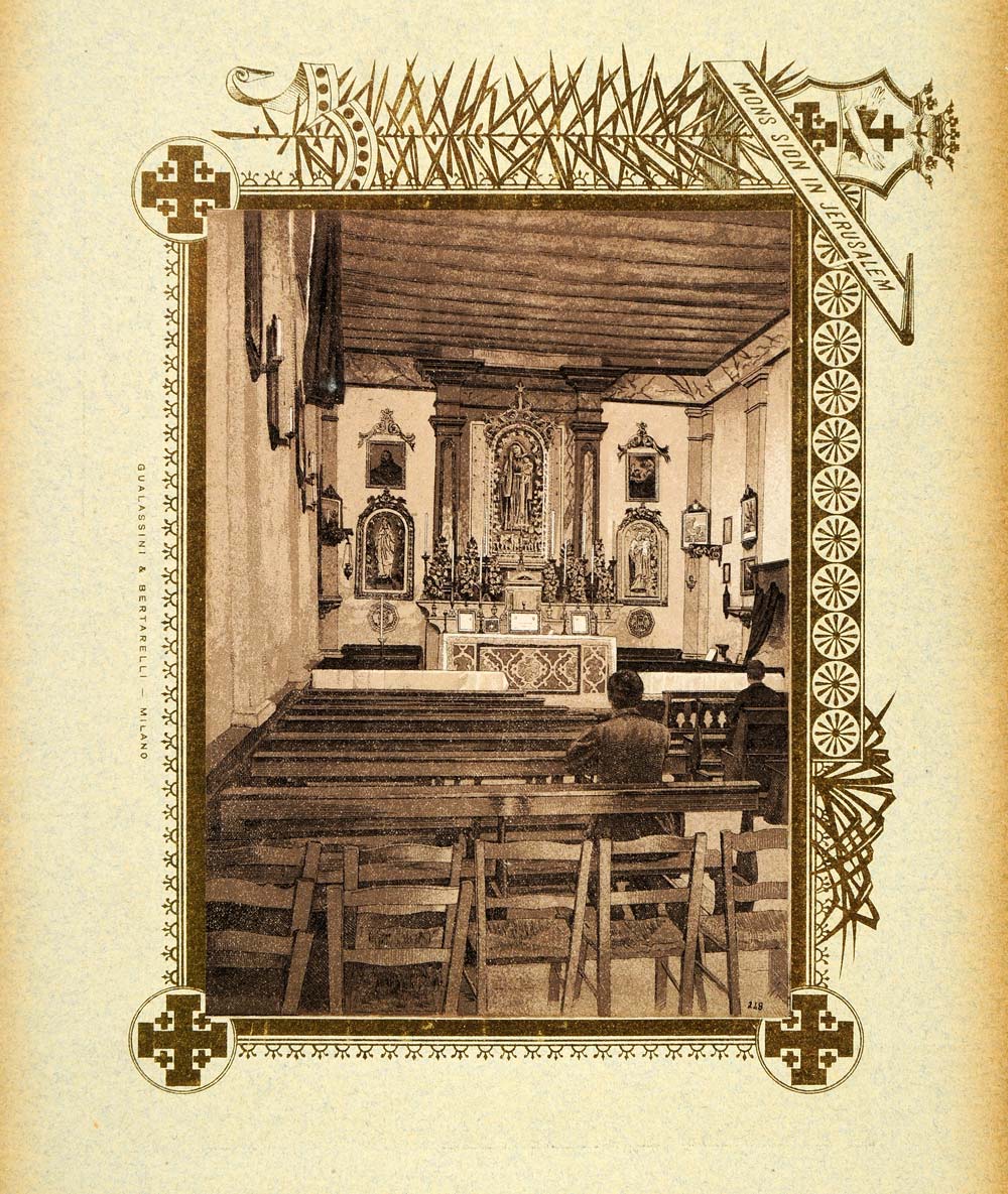 1893 Etching Cairo Bulak Church Mount Carmel Interior - ORIGINAL PS4