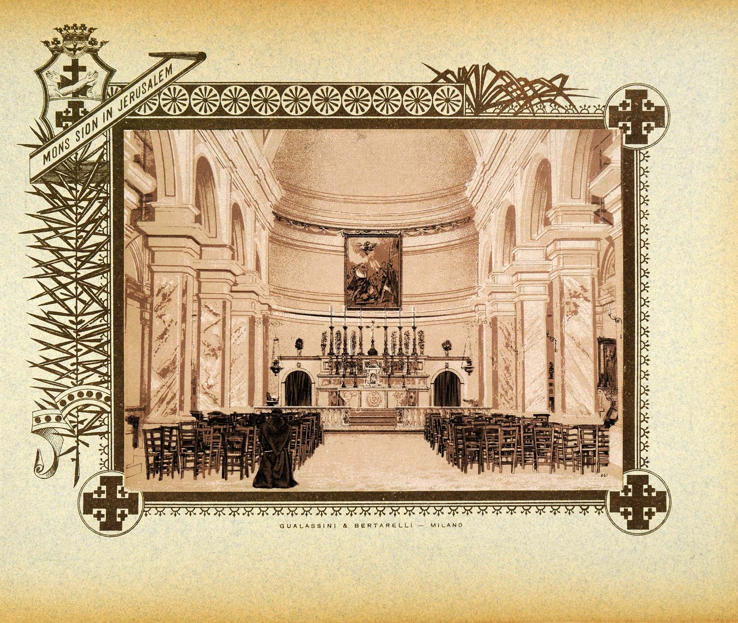 1893 Etching Isthmus Port Said Church Eugenia Interior - ORIGINAL PS4
