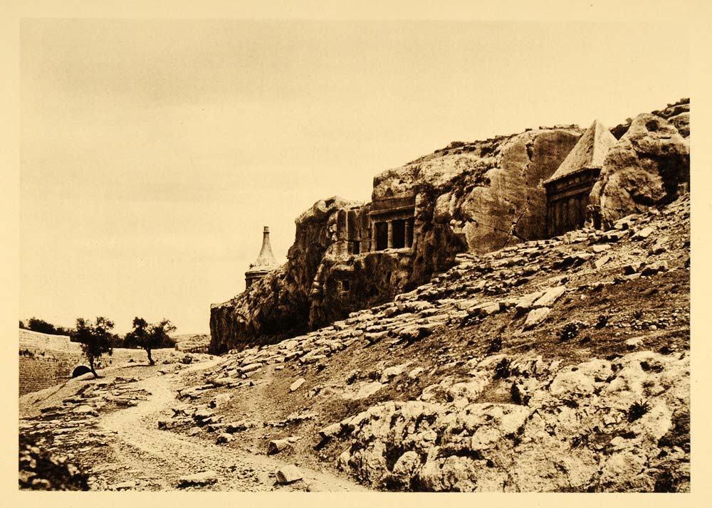 1925 Jerusalem Jewish Tombs Cemetery Kidron Valley - ORIGINAL PHOTOGRAVURE PS5