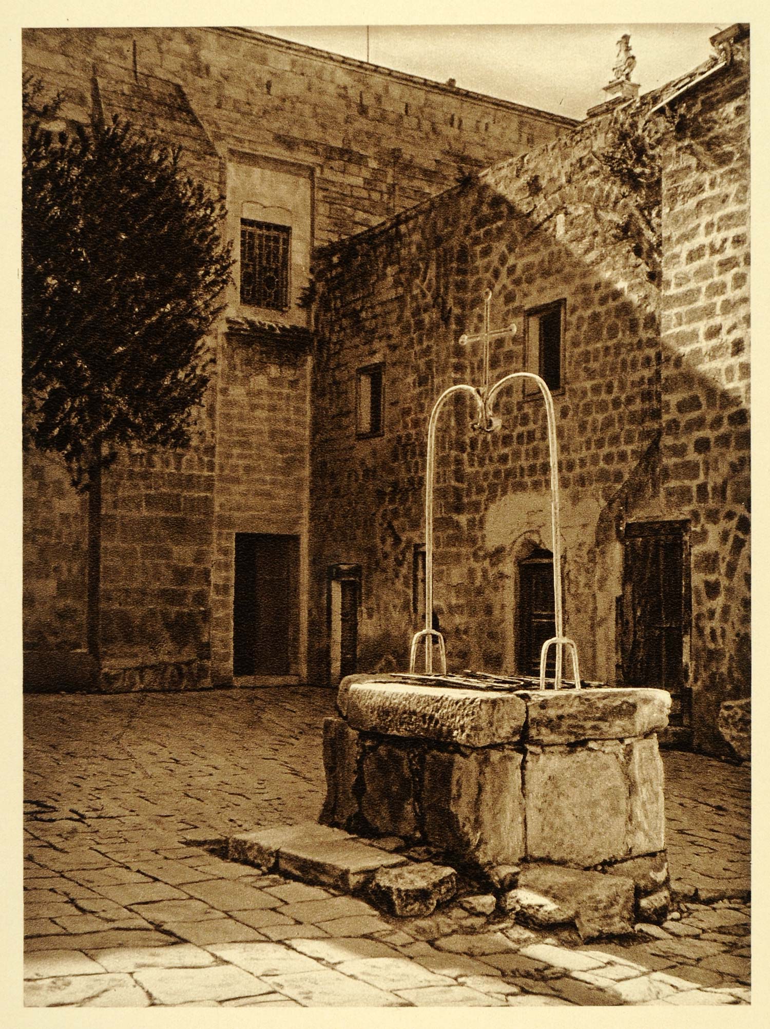 1925 Church of the Annunciation Courtyard Well Nazareth - ORIGINAL PS5
