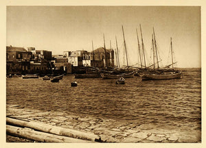 1925 Tyre Tyrus Harbor Boats Lebanon Mediterranean Sea - ORIGINAL PS5